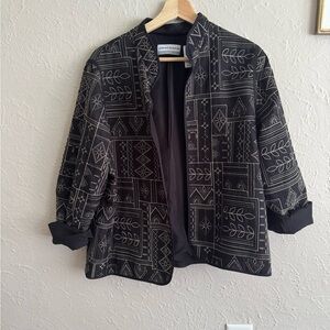 Alfred Dunner Black Geometric Blazer